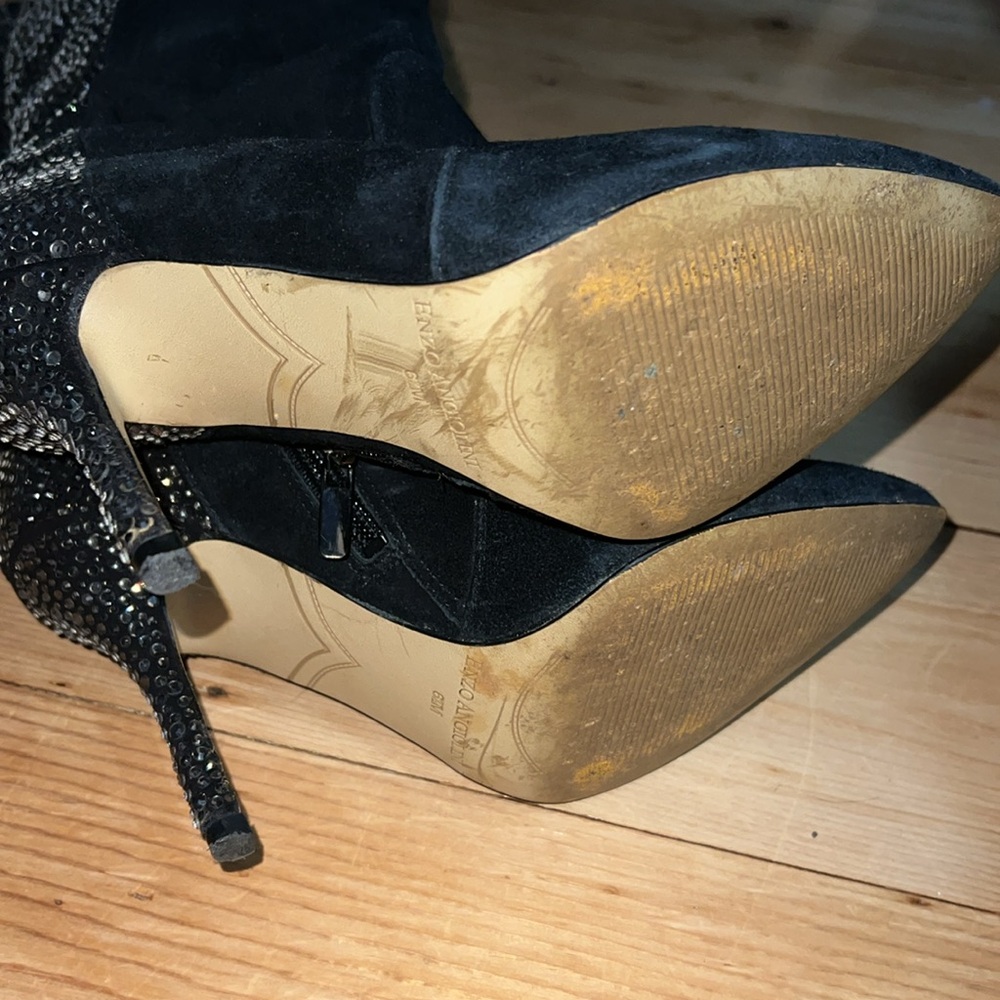 Enzo Angiolini Black and Silver Heeled Boots - Picture 4 of 8